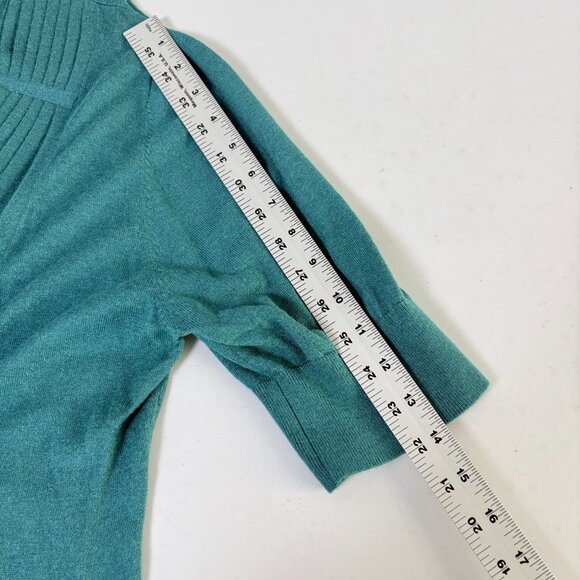 Soft Surroundings Accordion Pleat Cardigan Size XL Teal Green V Neck Silk NWT - Picture 9 of 10